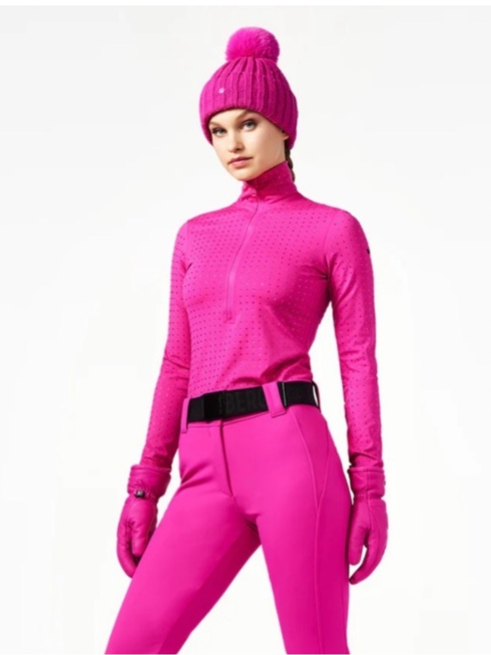 Goldbergh Gianna pink ski pully embellished with tiny rhinestones